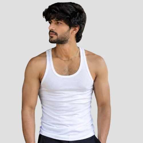 100% Cotton White Vest For Men